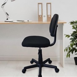 MOBELT Silla para Escritorio de Tela Negra Moderna con Respaldo y Base de Nylon Reforzada