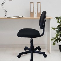 MOBELT Silla para Escritorio de Tela Negra Moderna con Respaldo y Base de Nylon Reforzada