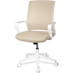 MAGMALIFE Moderna y Elegante, Silla Giratoria con Soporte Lumbar y Cómodos Descansabrazos (Beige Champagne)