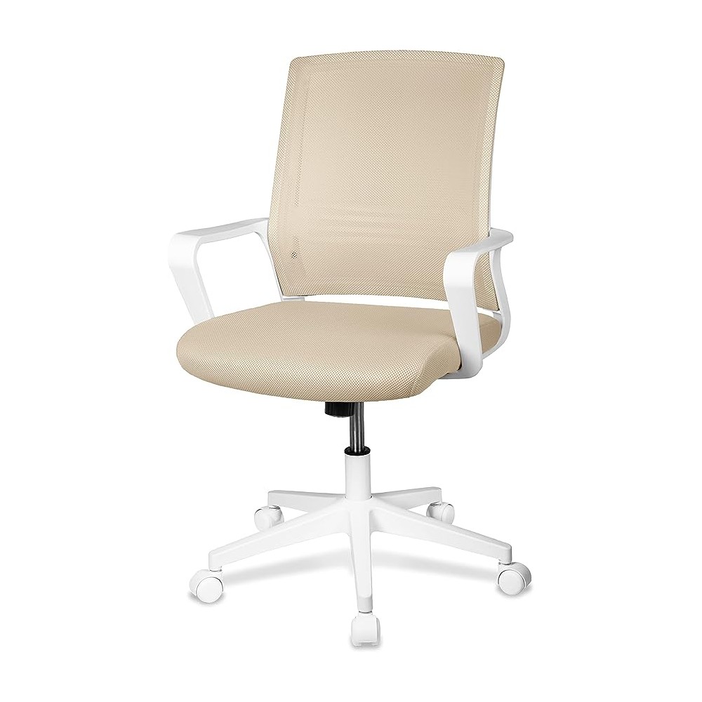 MAGMALIFE Moderna y Elegante, Silla Giratoria con Soporte Lumbar y Cómodos Descansabrazos (Beige Champagne)