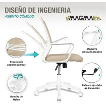 MAGMALIFE Moderna y Elegante, Silla Giratoria con Soporte Lumbar y Cómodos Descansabrazos (Beige Champagne)