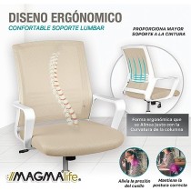 MAGMALIFE Moderna y Elegante, Silla Giratoria con Soporte Lumbar y Cómodos Descansabrazos (Beige Champagne)