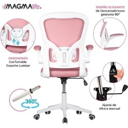 MAGMALIFE Silla de oficina Premium con altura reclinable y ajustable (Pale Pink)