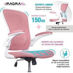 MAGMALIFE Silla de oficina Premium con altura reclinable y ajustable (Pale Pink)