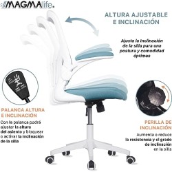 MAGMALIFE Silla de Escritorio Premium Ergonómica Modelo Cosmo (Azul Cerúleo)