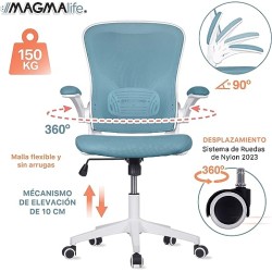 MAGMALIFE Silla de Escritorio Premium Ergonómica Modelo Cosmo (Azul Cerúleo)