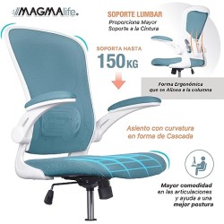 MAGMALIFE Silla de Escritorio Premium Ergonómica Modelo Cosmo (Azul Cerúleo)
