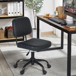 ARREDAMENTI Silla de Oficina en Casa,Silla de Trabajo Giratoria de Cuero de PU con Respaldo Bajo y sin Brazos
