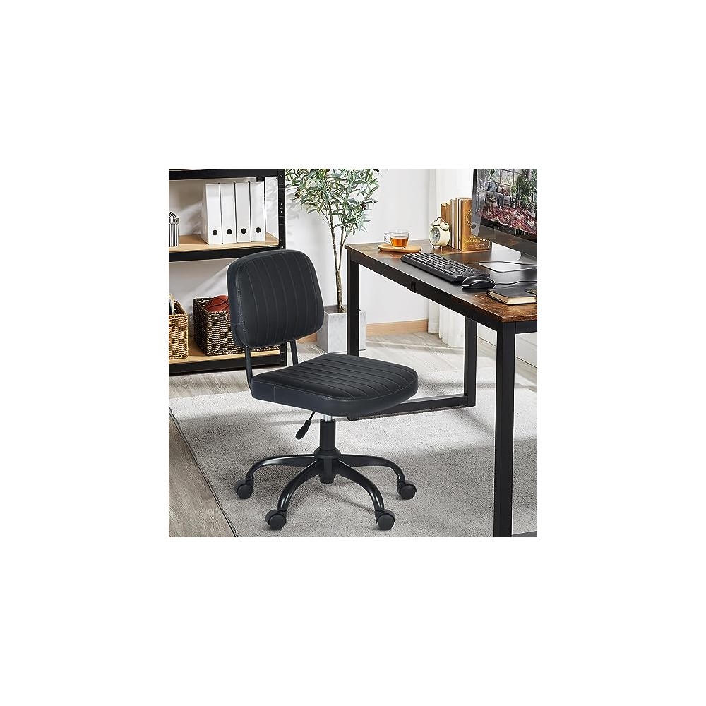 ARREDAMENTI Silla de Oficina en Casa,Silla de Trabajo Giratoria de Cuero de PU con Respaldo Bajo y sin Brazos