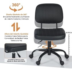 ARREDAMENTI Silla de Oficina en Casa,Silla de Trabajo Giratoria de Cuero de PU con Respaldo Bajo y sin Brazos