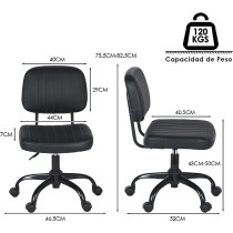 ARREDAMENTI Silla de Oficina en Casa,Silla de Trabajo Giratoria de Cuero de PU con Respaldo Bajo y sin Brazos