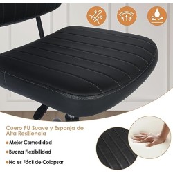 ARREDAMENTI Silla de Oficina en Casa,Silla de Trabajo Giratoria de Cuero de PU con Respaldo Bajo y sin Brazos