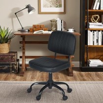 ARREDAMENTI Silla de Oficina en Casa,Silla de Trabajo Giratoria de Cuero de PU con Respaldo Bajo y sin Brazos