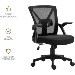 TOPLIVING Silla de Oficina Ergonómica con Soporte Lumbar Ajustable Negro