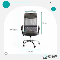Urban Design - Silla Ejecutiva para Oficina - Cómoda y Ergonómica, con Soporte Lumbar Negro
