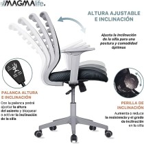 MAGMALIFE Silla de Escritorio Premium Ergonómica Modelo Estelar, Silla de Oficina con Reclinacion y Altura Ajustable (Gris)