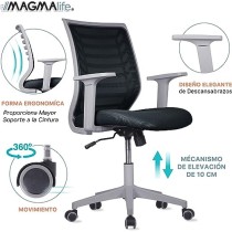 MAGMALIFE Silla de Escritorio Premium Ergonómica Modelo Estelar, Silla de Oficina con Reclinacion y Altura Ajustable (Gris)