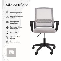 BIG ROOM Silla para Escritorio Oficina:Esta Hermosa Silla Moderna, con Soporte Lumbar, Tapizada en Mesh