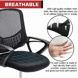 HOMEFLA Silla de Dibujo de Malla de Respaldo Medio, Silla de Oficina Alta con reposabrazos de pie (Negro)