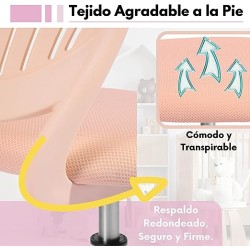 Silla de Oficina Rosa con Malla Transpirable y Asiento Ergonómico