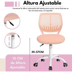 Silla de Oficina Rosa con Malla Transpirable y Asiento Ergonómico