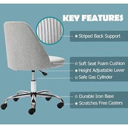 Silla de computadora de Oficina en casa, Moderna Silla Ajustable con Respaldo bajo (Plateado)