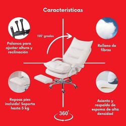 Komfort Silla de Piel Sintética Nappa (Blanco Perla)
