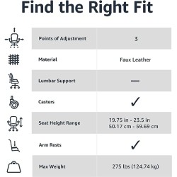 Amazon Basics - Classic Puresoft PU Silla de escritorio acolchada con respaldo medio y reposabrazos, marrón