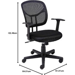 Amazon Basics - Silla de escritorio de malla, respaldo medio, ajustable, giratoria con reposabrazos, color negro