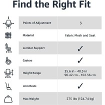 Amazon Basics - Silla de escritorio de malla, respaldo medio, ajustable, giratoria con reposabrazos, color negro