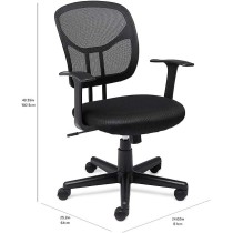 Amazon Basics - Silla de escritorio de malla, respaldo medio, ajustable, giratoria con reposabrazos, color negro