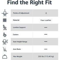 Amazon Basics - Silla de oficina clásica de piel sintética con marco de metal, color negro