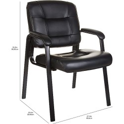 Amazon Basics - Silla de oficina clásica de piel sintética con marco de metal, color negro