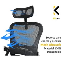 Kipro Silla Ejecutiva De Oficina Ergomica Soporte Lumbar Ajuste De Altura Repozacabeza Giratoria 360°