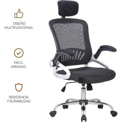 TOPLIVING Silla de Oficina, Ejecutiva, Diseño Resistente, Carga hasta 200 kg, Comoda, Respaldo Transpirable