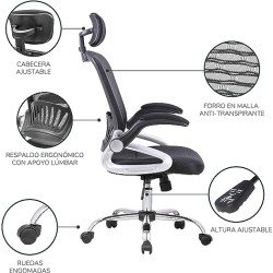 TOPLIVING Silla de Oficina, Ejecutiva, Diseño Resistente, Carga hasta 200 kg, Comoda, Respaldo Transpirable