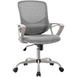 JHK Silla de Oficina ergonómica – Silla de computadora ejecutiva con cojín de Asiento de Espuma Suave y Soporte Lumbar, Gris