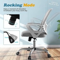 JHK Silla de Oficina ergonómica – Silla de computadora ejecutiva con cojín de Asiento de Espuma Suave y Soporte Lumbar, Gris