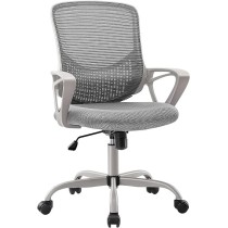JHK Silla de Oficina ergonómica – Silla de computadora ejecutiva con cojín de Asiento de Espuma Suave y Soporte Lumbar, Gris