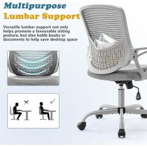 JHK Silla de Oficina ergonómica – Silla de computadora ejecutiva con cojín de Asiento de Espuma Suave y Soporte Lumbar, Gris