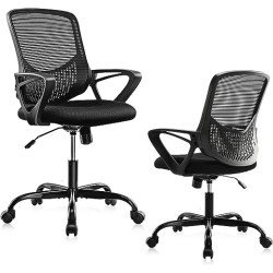 JHK Silla de Oficina ergonómica – Silla de computadora ejecutiva con cojín de Asiento de Espuma Suave y Soporte Lumbar, Gris