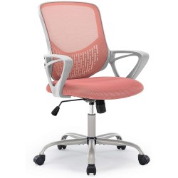 JHK Silla de Oficina ergonómica – Silla de computadora ejecutiva con cojín de Asiento de Espuma Suave y Soporte Lumbar, Gris