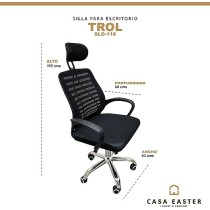 Casa easter Silla De Oficina Silla Ejecutiva Base Cromada Escritorio Economica Gran Calidad (TROL116/BLACK)