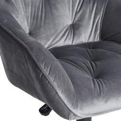FurnitureR Silla de Trabajo con Brazo de Tela de Terciopelo de Estilo Scandinavian, Altura Ajustable, Patas de Hierro Gris