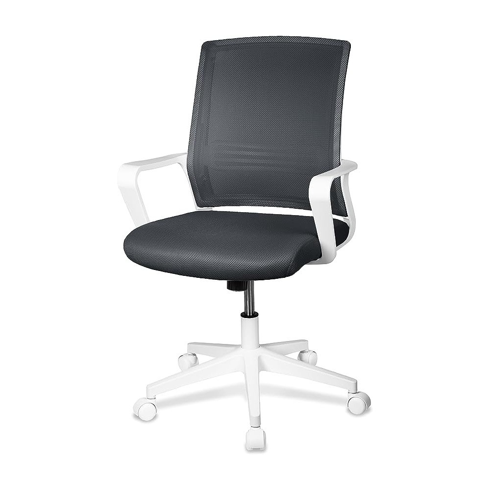 MAGMALIFE Moderna y Elegante, Silla Giratoria con Soporte Lumbar y Cómodos Descansabrazos (Gris Plata)