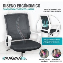 MAGMALIFE Moderna y Elegante, Silla Giratoria con Soporte Lumbar y Cómodos Descansabrazos (Gris Plata)