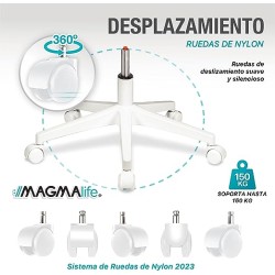 MAGMALIFE Moderna y Elegante, Silla Giratoria con Soporte Lumbar y Cómodos Descansabrazos (Gris Plata)