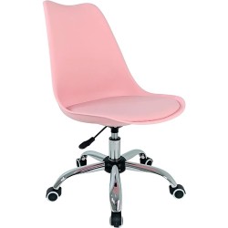 RACK & PACK Silla de Oficina Rosa con Ruedas para Escritorio Moderna con Cojin Silla Escritorio