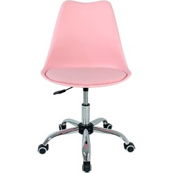 RACK & PACK Silla de Oficina Rosa con Ruedas para Escritorio Moderna con Cojin Silla Escritorio