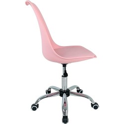 RACK & PACK Silla de Oficina Rosa con Ruedas para Escritorio Moderna con Cojin Silla Escritorio
